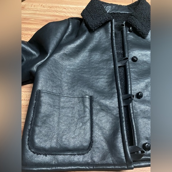 Cropped Black Faux Leather Jacket - Picture 9 of 12